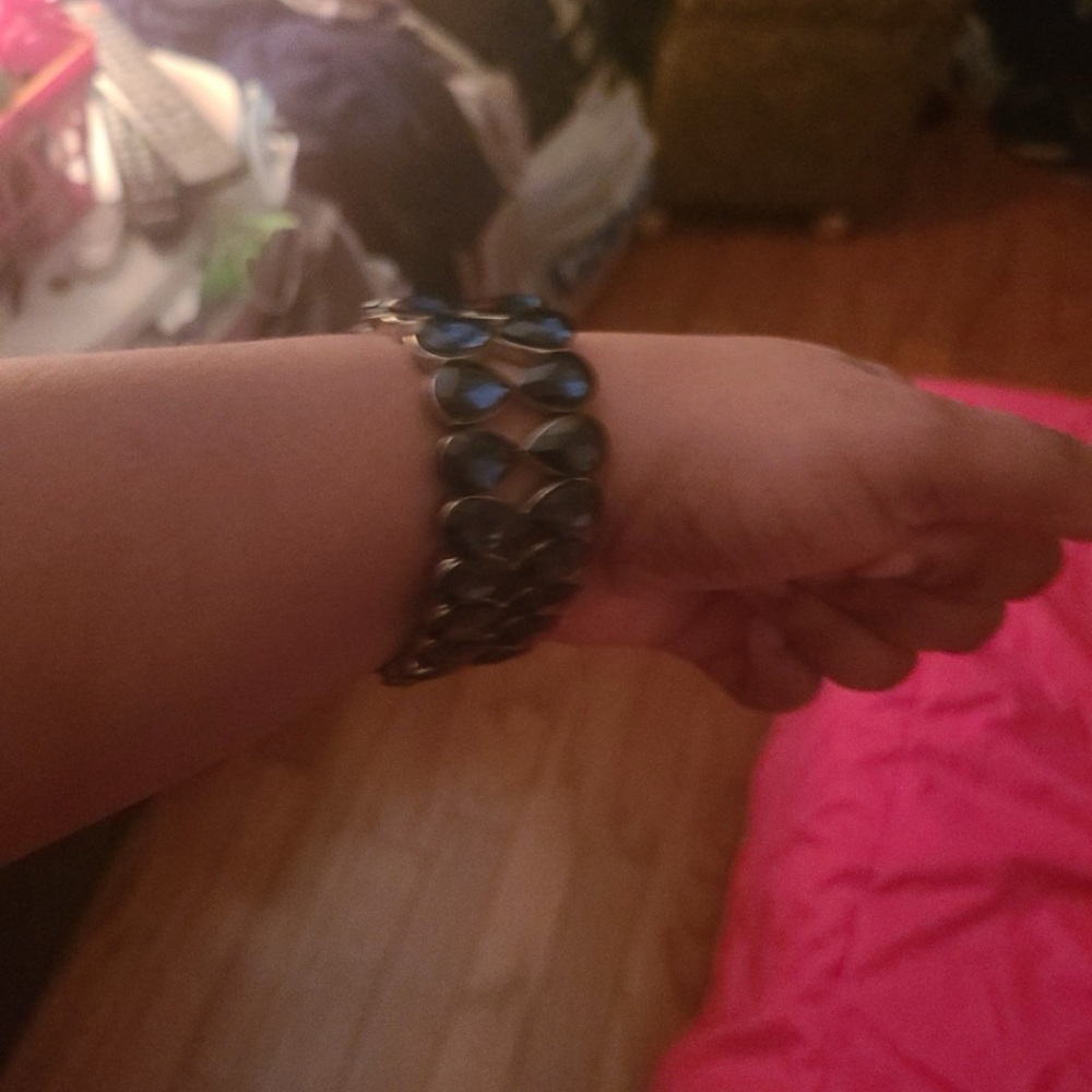 Navy blue and silver bracelets